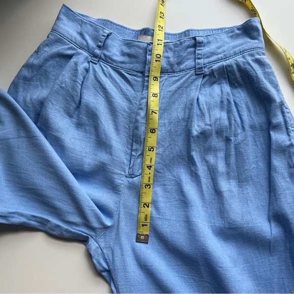 Abercrombie & Fitch Sloane Tailored Wide Leg Pants Linen Blue Small Short - Picture 12 of 13